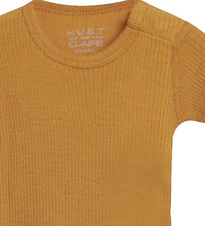 Hust and Claire Bodysuit s/s - Bet - Wool/Bamboo - Mustard