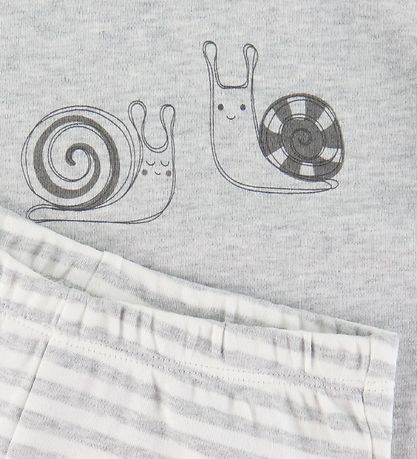 Fixoni Pyjamas - Gråmelerad m. Ränder/Snigel