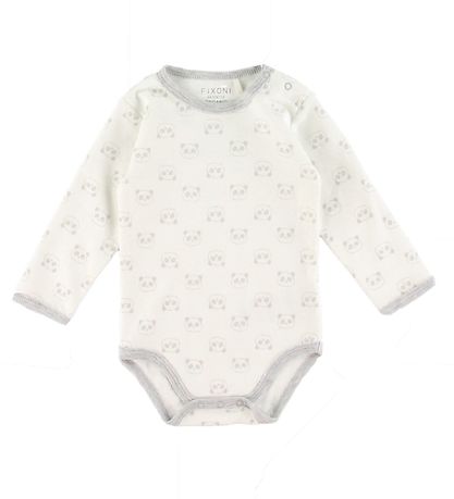 Fixoni Bodysuit/Romper - Grey Melange w. Panda/Stripes