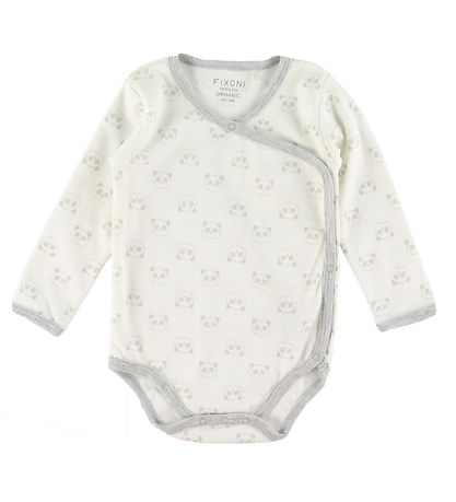 Fixoni Wrap Bodysuit l/s - Grey Melange w. Pandas