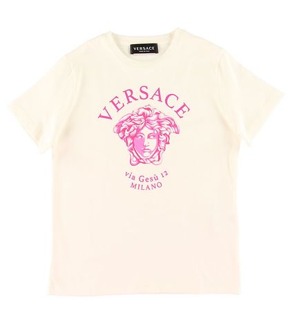Versace T-shirt - White w. Pink Logo