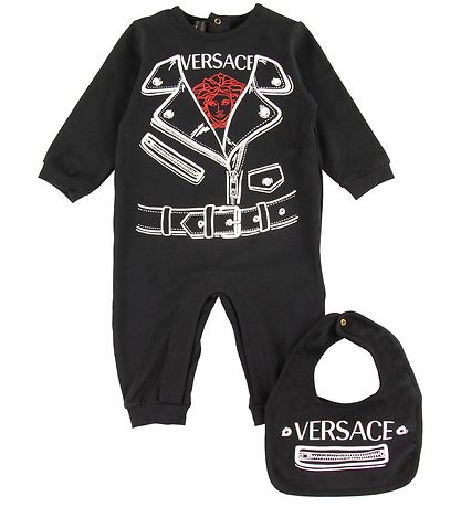 Versace Geschenkbox - Strampler/Lätzchen - Schwarz m. Print