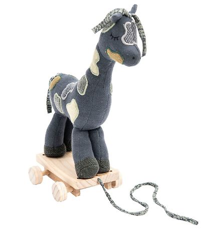 Smallstuff Pull Along Toy - Giraffe - Navy