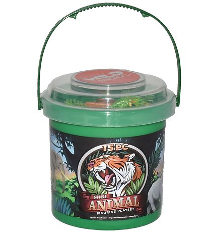 Wild Republic Bucket w. Animals - Mini - 15 pcs - Wild Animals