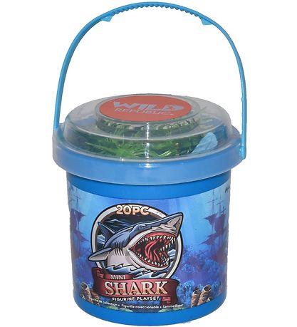 Wild Republic Bucket w. Animals - Mini - 20 pcs - Sharks