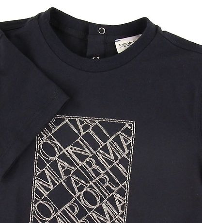 Emporio Armani Stuttermabolur - Dökkblátt M. Útsaumur