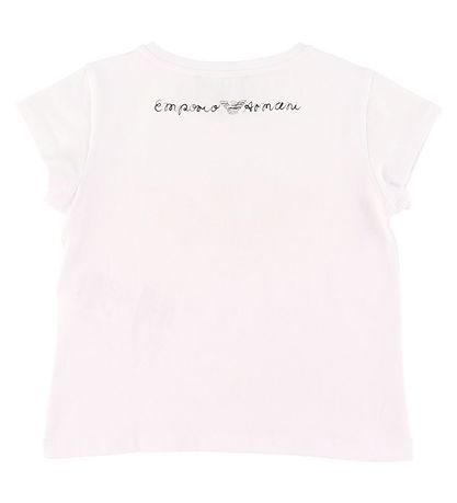 Emporio Armani Stuttermabolur - Hvítur M. Bleikt Lógó