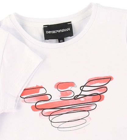 Emporio Armani Stuttermabolur - Hvítur M. Bleikt Lógó