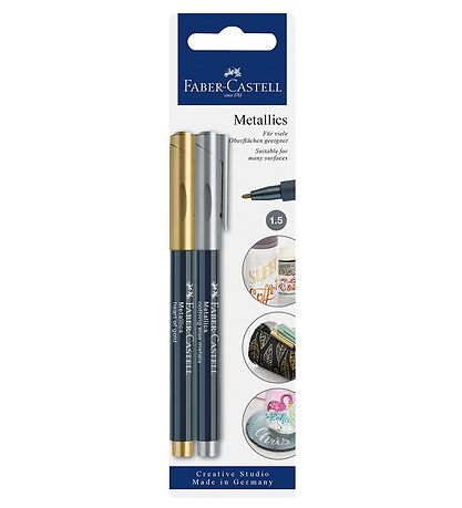 Faber-Castell Tússlitir - Málmlitað Penni - 2 Stk. - Gull/Silfur