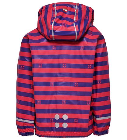 LEGO Wear Rain Jacket - Dark Pink/Purple Striped