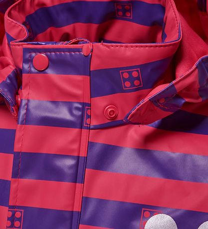 LEGO Wear Rain Jacket - Dark Pink/Purple Striped