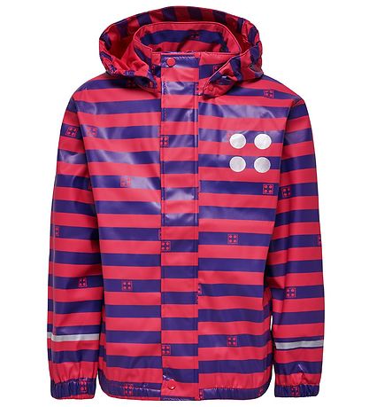 LEGO Wear Rain Jacket - Dark Pink/Purple Striped