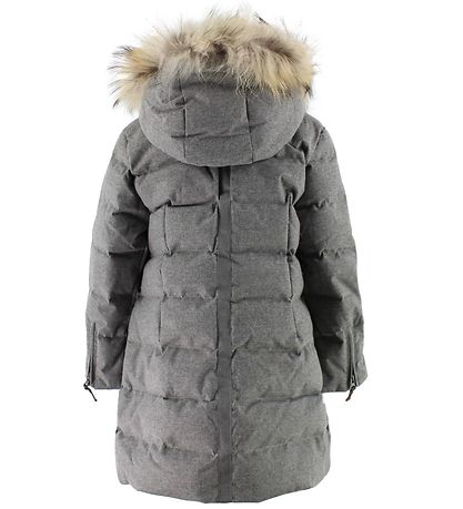 Ver de Terre Down Jacket w. Fur - Grey Melange