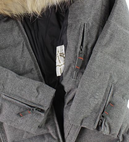 Ver de Terre Down Jacket w. Fur - Grey Melange