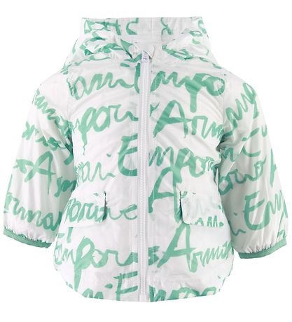 Emporio Armani Sumarjakki - Hvítt/Grænt M. Lógó