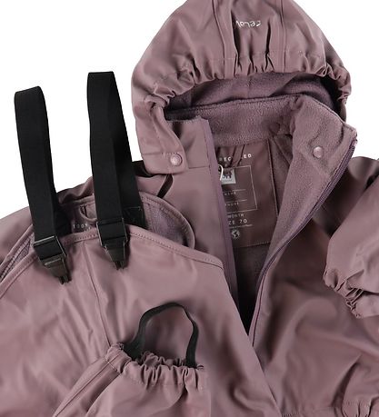 CeLaVi Rainwear w. Suspenders/Fleece - Recycle PU - Moonscape