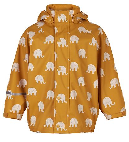 CeLaVi Rainwear w. Suspenders - PU - Mineral Yellow w. Elephants