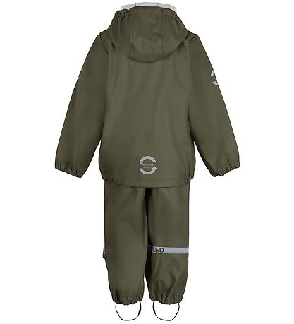 Mikk-Line Rainwear w. Suspenders - PU - Recycled - Dusty Olive