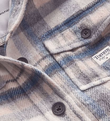 Tommy Hilfiger Jacket - Check Coat - Grey/Petrol Check
