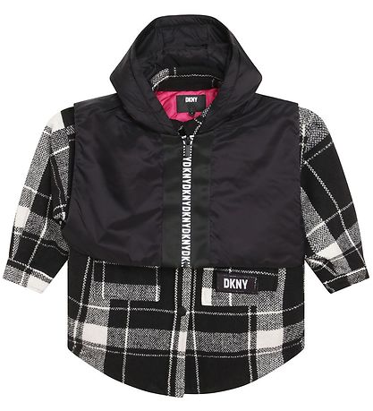 DKNY Mantel - Schwarz/Weiß Kariert m. Weste