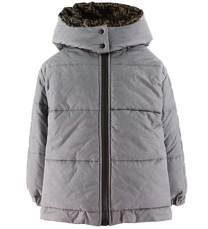 Fendi Down Jacket - Reversible - Grey Melange/Brown w. All-Over