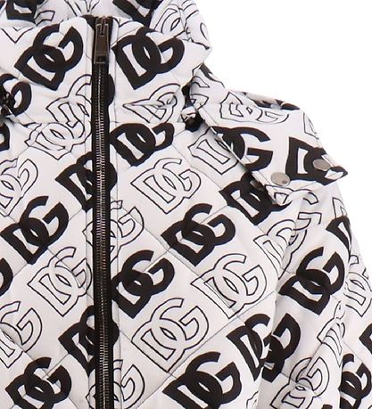 Dolce & Gabbana Vadderad kappa - Logo - Vit m. Svart