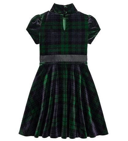 Polo Ralph Lauren Kleid - Velours - Grün/Navy Kariert