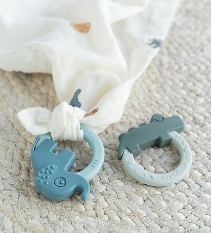 Done by Deer Beißring - 2er-Pack - Deer Friends - Blau/Grün