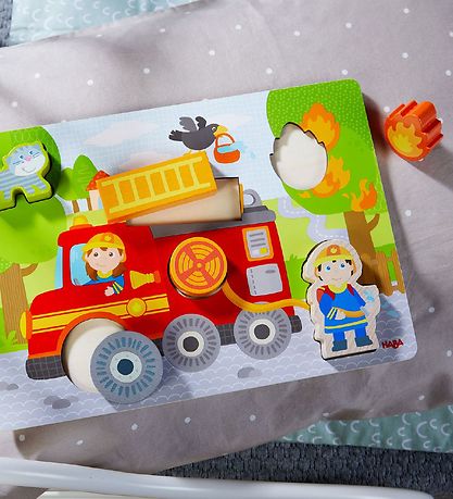 HABA Puzzlespiel - 6 Teile - Holz - Feuerwehrauto