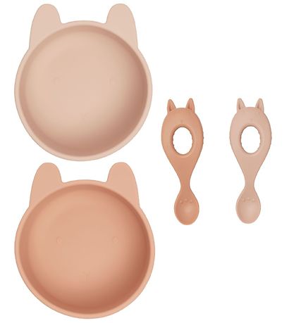 Liewood Dinner Set - Silicone - 4 Parts - Evan - Rabbit Rose Mix