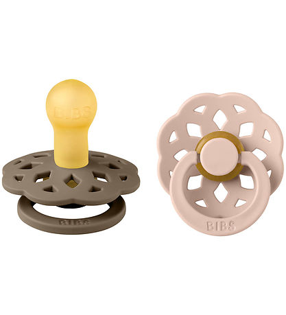 BIBS Bohemia Pacifiers - 2-Pack - Size 1 - Round - Dark Oak/Blus