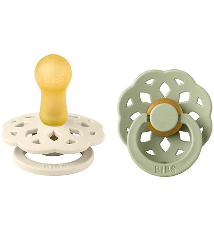 BIBS Bohemia Pacifiers - 2-Pack - Size 2 - Round - Ivory/Sage