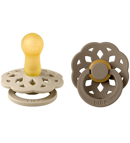 BIBS Bohemia Pacifiers - 2-Pack - Size 2 - Round - Vanilla/Dark 
