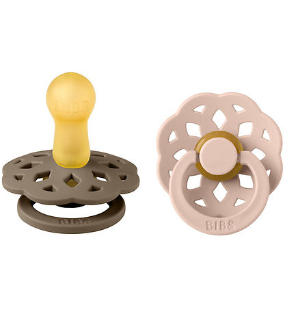 BIBS Bohemia Pacifiers - 2-Pack - Size 2 - Round - Dark Oak/Blus