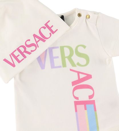 Versace Gift Box - Beanie/Bodysuit s/s - White/Pink w. Logo