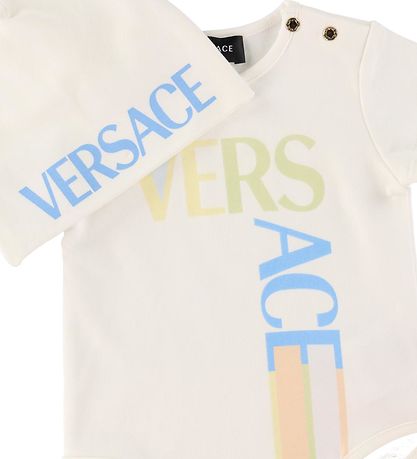 Versace Gift Box - Beanie/Bodysuit s/s - White/Light Blue w. Log
