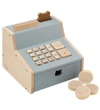 Liewood Wooden Toy - Cash Register - Buck - Blue Fog Multi Mix