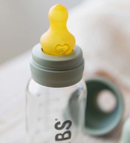 BIBS Nappflaska - Glas - Slow Flow - 110 ml - Naturgummi - Sage