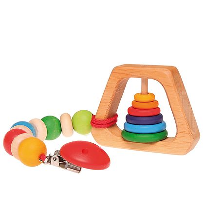 Jouet en bois Grimms - Hochet - Pyramide - Multicolore