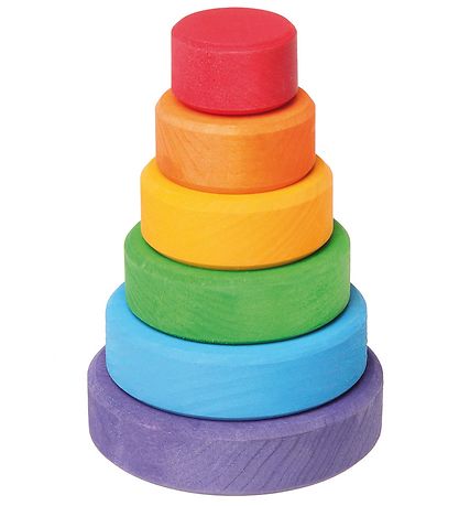 Grimms Wooden Toy - Stacking Tower - Little - 6 Parts - Multicol
