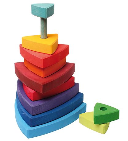 Grimms Wooden Toy - Stacking Tower - 11 Parts - Multicolour