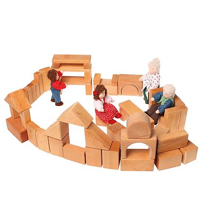 Grimms Wooden Toy - Building Blocks - 60 pcs - Natural