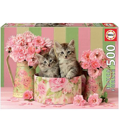 Educa Jigsaw Puzzle - 500 Bricks - Kittens With Roses