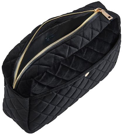 Fan Palm Toiletry Bag - Large - Quilted Velvet - Black Velvet