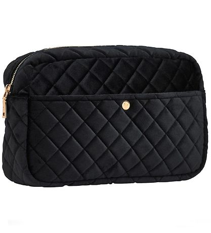 Fan Palm Toiletry Bag - Large - Quilted Velvet - Black Velvet