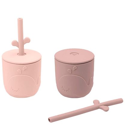 Done By Deer Becher m. Strohhalme - 2er-Pack - Peekaboo - Puder