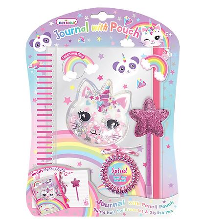 Hot Focus Notebook w. Pencil Case - 4 Parts - Mica cat