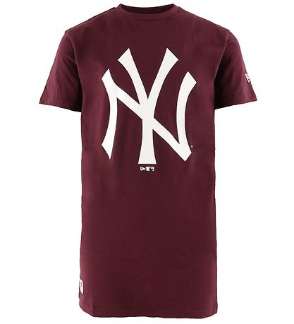 New Era Stuttermabolur - New Yok Yankees - Bordeaux