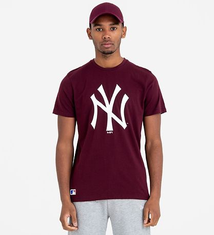 New Era Stuttermabolur - New Yok Yankees - Bordeaux