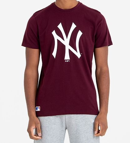 New Era Stuttermabolur - New Yok Yankees - Bordeaux